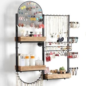 Black and Brown Wall-Mounted Jewelry Organizer